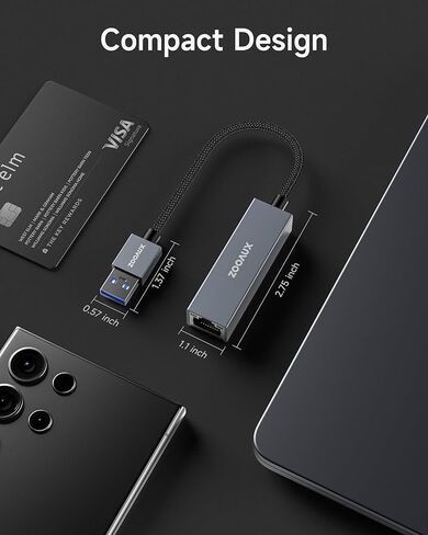 محول USB إلى إيثرنت، محول ZOOAUX USB 3.0 إلى RJ45 بسرعة 1000 ميجابت في الثانية جيجابت LAN متوافق مع أجهزة MacBook وSurface وأجهزة الكمبيوتر المحمول التي تعمل بنظام Windows وXP وMac/Linux in Kuwait