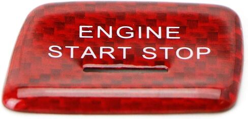 iJDMTOY Genuine Carbon Fiber Keyless Engine Start/Stop Push Start Button Cover w/Indicator Light Opening, Compatible with Chevrolet 2014-2019 C7 Corvette (Sports Red) in Saudi Arabia