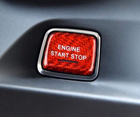 iJDMTOY Genuine Carbon Fiber Keyless Engine Start/Stop Push Start Button Cover w/Indicator Light Opening, Compatible with Chevrolet 2014-2019 C7 Corvette (Sports Red) in Saudi Arabia