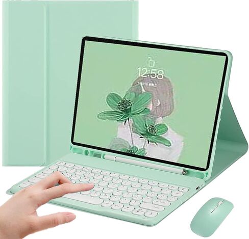 Keyboard Case for iPad 6th/5th Generation Case/Air 2/ Pro 9.7’’,iPad 9.7 inch Keyboard with Mouse Cute Round Key Detachable Case with Pencil Holder (iPad 9.7inch, Mint Green) in Saudi Arabia