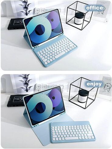 Keyboard Case for iPad 6th/5th Generation Case/Air 2/ Pro 9.7’’,iPad 9.7 inch Keyboard with Mouse Cute Round Key Detachable Case with Pencil Holder (iPad 9.7inch, Mint Green) in Saudi Arabia
