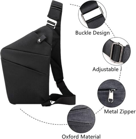 North Carry Slim Sling Bag,Fashion Anti-thief Slim Sling Bag,2024 New North Carry Slim Sling Bag for Women & Men (Color : Black right shoulder) in Saudi Arabia