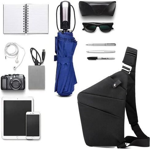 North Carry Slim Sling Bag,Fashion Anti-thief Slim Sling Bag,2024 New North Carry Slim Sling Bag for Women & Men (Color : Black right shoulder) in Saudi Arabia