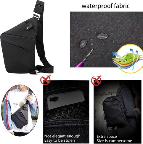 North Carry Slim Sling Bag,Fashion Anti-thief Slim Sling Bag,2024 New North Carry Slim Sling Bag for Women & Men (Color : Black right shoulder) in Saudi Arabia