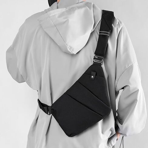 North Carry Slim Sling Bag,Fashion Anti-thief Slim Sling Bag,2024 New North Carry Slim Sling Bag for Women & Men (Color : Black right shoulder) in Saudi Arabia