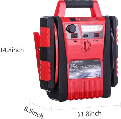 1700 Peak Portable Power Station car Jump Starter,Jump Starter with air Compressor,Car Jumper Battery Pack with 2.1A USB Ports and DC 12V Socket,Jump Boxes for Vehicles,Battery Clamps in Kuwait