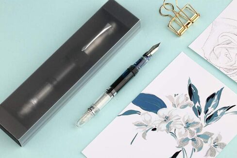 نظام تعبئة مكبس قلم حبر Lanxivi Penbbs 494، قلم توضيحي شفاف ذو نقطة دقيقة مع علبة أقلام ورقية in Kuwait