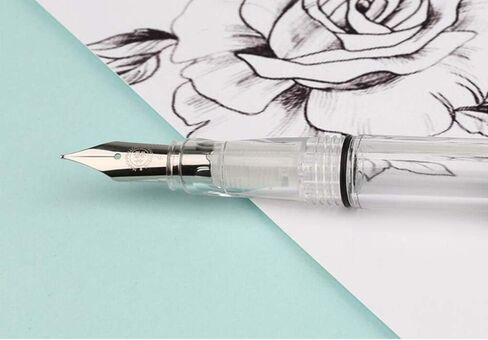 نظام تعبئة مكبس قلم حبر Lanxivi Penbbs 494، قلم توضيحي شفاف ذو نقطة دقيقة مع علبة أقلام ورقية in Kuwait