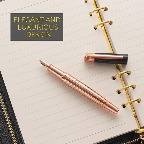 Vandro Complete Luxury Fountain Pen Set - Comfortable Grip with Smooth Fine Nib - Includes 10 Pack Ink Cartridges, Black Ink Bottle, Ink Refill Converter & Gift Box - Black in Kuwait