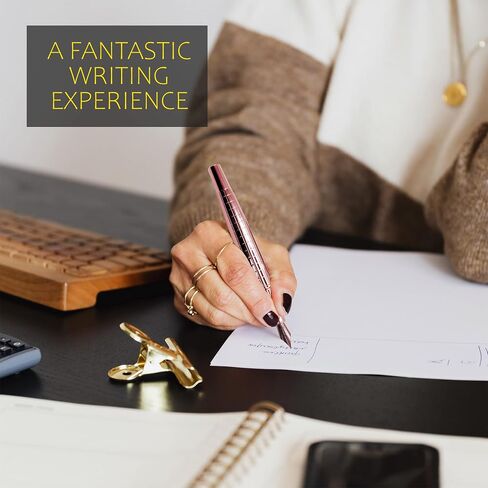 Vandro Complete Luxury Fountain Pen Set - Comfortable Grip with Smooth Fine Nib - Includes 10 Pack Ink Cartridges, Black Ink Bottle, Ink Refill Converter & Gift Box - Black in Kuwait