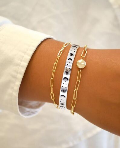 Women's Cuff Bracelet Stainless Steel Inspirational Jewelry, Gold Bracelet Personalized Gift, Adjustable Open Bangle for Girls in Saudi Arabia