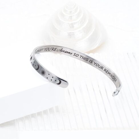 Women's Cuff Bracelet Stainless Steel Inspirational Jewelry, Gold Bracelet Personalized Gift, Adjustable Open Bangle for Girls in Saudi Arabia