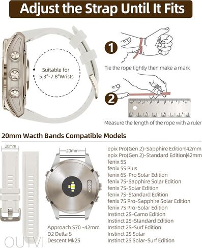 سوار ساعة 20 ملم لـ Garmin fenix 5s plus fenix 6s fenix 7s pro Quickfit 20 شريط بديل لـ garmin epix 2 42 ملم حزام قصير قياسي وردي ذهبي ناعم للنساء in Saudi Arabia