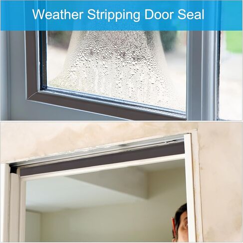 PATIKIL 16.4Ft Weather Stripping Door Seal, PU Foam Self Adhesive Soundproof Door Weather Stripping for Bottom & Side of Large Gap Door Frame Sealer Window Insulation, White in Kuwait