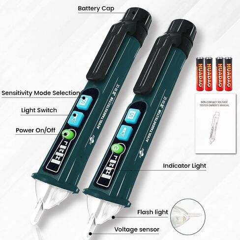 Voltage Tester, X-XIANQI Non Contact Voltage Tester Detector, Electric Tester Pen, Electricity Tester Dual Range 12V-1000V/48V-1000V, Live Wire Tester with LED Flashlight, Buzzer(2 Pack Orange) in Saudi Arabia