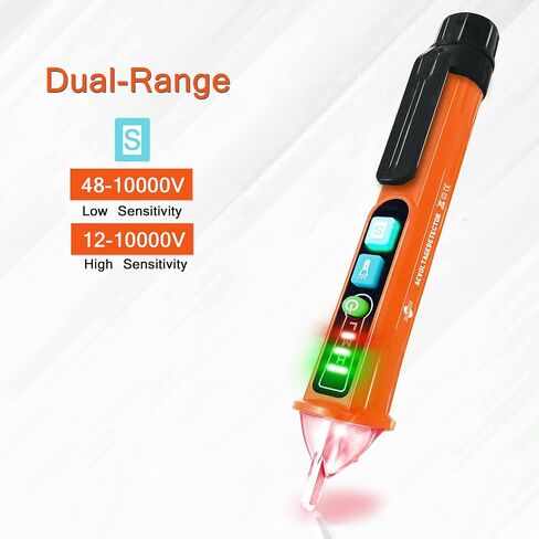 Voltage Tester, X-XIANQI Non Contact Voltage Tester Detector, Electric Tester Pen, Electricity Tester Dual Range 12V-1000V/48V-1000V, Live Wire Tester with LED Flashlight, Buzzer(2 Pack Orange) in Saudi Arabia