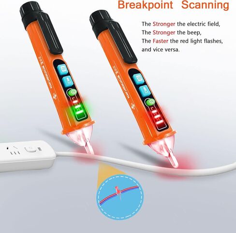 Voltage Tester, X-XIANQI Non Contact Voltage Tester Detector, Electric Tester Pen, Electricity Tester Dual Range 12V-1000V/48V-1000V, Live Wire Tester with LED Flashlight, Buzzer(2 Pack Orange) in Saudi Arabia