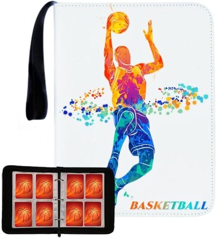 3 Pocket Faux Leather Basketball Card Binder with Removable Sleeves, 400 Card Capacity in Saudi Arabia