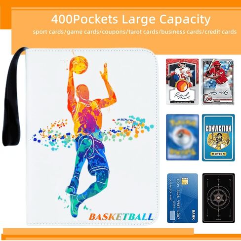 3 Pocket Faux Leather Basketball Card Binder with Removable Sleeves, 400 Card Capacity in Saudi Arabia