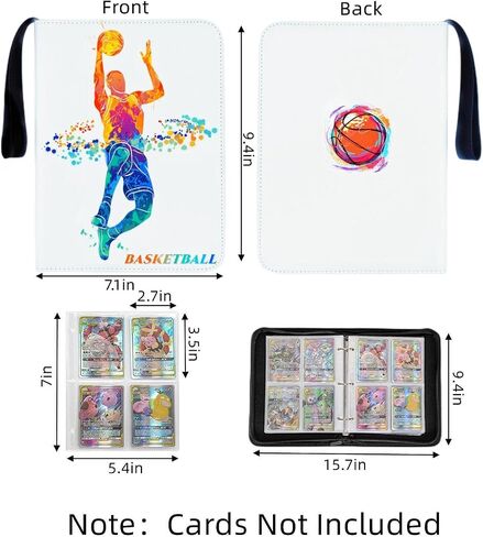 3 Pocket Faux Leather Basketball Card Binder with Removable Sleeves, 400 Card Capacity in Saudi Arabia