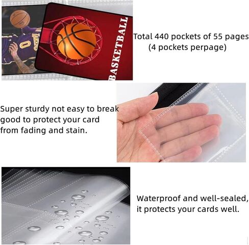 3 Pocket Faux Leather Basketball Card Binder with Removable Sleeves, 400 Card Capacity in Saudi Arabia