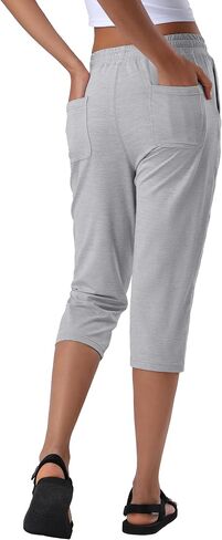 Pioneer Camp Women's Capri Yoga Pants Wide Leg Loose Stretch Athletic Sweatpants Causal Cropped Pajama Pants with Pockets in Saudi Arabia