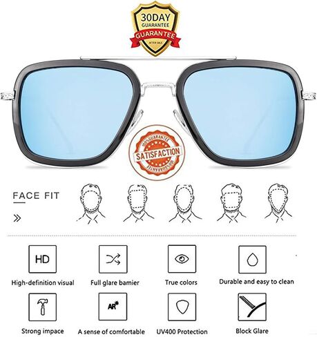 Tony Stark Sunglasses 3 Pack Sunglasses for Men Women Vintage Aviator Square Metal Frame ，Spider Man Glasses in Saudi Arabia