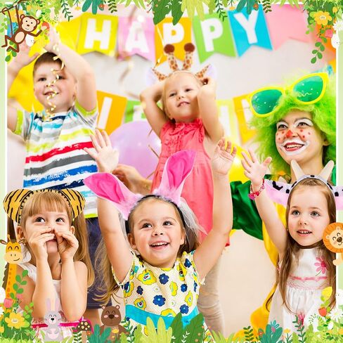 35 قطعة آذان الحيوانات Headbands حديقة الحيوان الغابة الحيوان آذان القط الشعر هوب الأرنب النمر النمر زي الديكور سفاري لوازم الحفلات صالح in Saudi Arabia