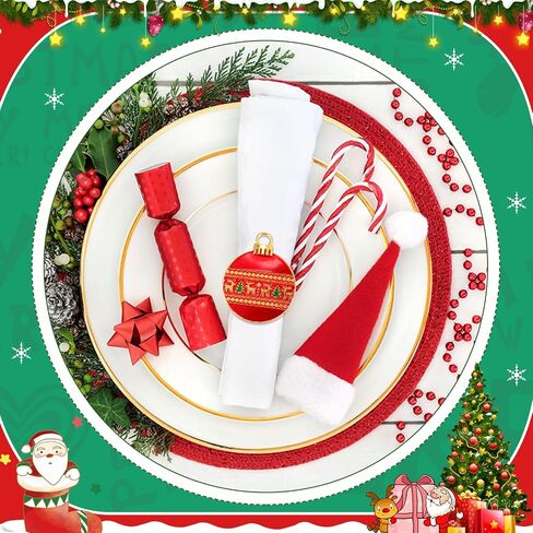 WILLBOND Christmas Ball Napkin Rings Set of 12 Christmas Napkin Rings Holders for Christmas Table Decoration Accessories, Dinner Parties, Weddings, Thanksgiving in Saudi Arabia