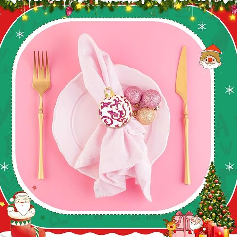 WILLBOND Christmas Ball Napkin Rings Set of 12 Christmas Napkin Rings Holders for Christmas Table Decoration Accessories, Dinner Parties, Weddings, Thanksgiving in Saudi Arabia