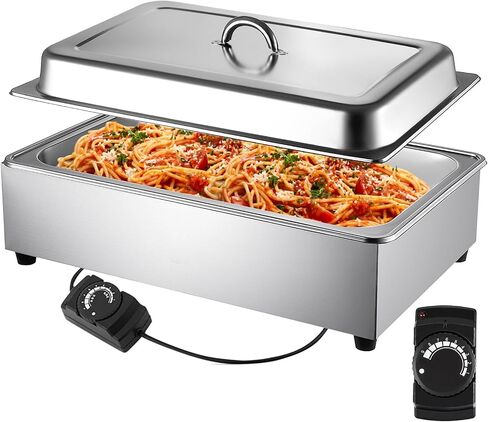 VEVOR Commercial Food Warmer, 1 Pot Steam Table with Lid, 9.5 Quart Full-Size Electric Food Warmers, Food-Grade Stainless Steel Bain Marie Buffet Equipment, Fits 21 x 13.2 Pan, 400W, for Restaurant in Saudi Arabia