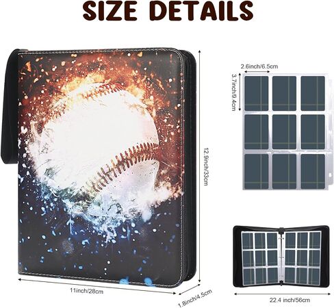 900 Pockets Baseball Card Binder, HYMENEX 9-Pocket Trading Card Binder Sports Card Binder Collectible Trading Card Albums with 50 Removable Sleeves for Baseball Cards, Sports Cards, Game Cards in Saudi Arabia