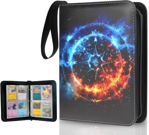 Card Binder 4 Pockets, MTG Fire & Ice Magic, 400 Pockets Card Holder Album with 50 Removable Sleeves for Standard Size Cards TCG Trading Card Binder Display Storage Carrying Case, Waterproof in Saudi Arabia