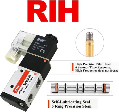 RIH Pneumatics Solenoid Valve 1/4"NPT DC12V 2Position 3Way Single Coil Pilot-Operated Electric (DC12V JunctionBox, 1/4‘’) in Saudi Arabia