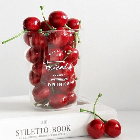 20Pcs Red Artificial Cherries, Fake Fruit Decor Simulation Cherry Model Lifelike Fruit Cherry Ornament, Artificial Fruits for Home Kitchen Party Decoration Desk Ornament Photography Prop in Saudi Arabia