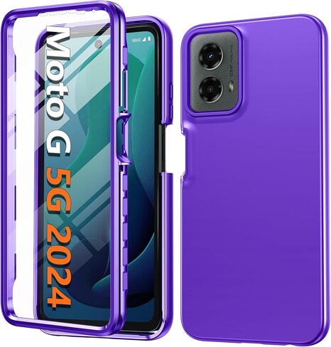 حافظة FNTCASE لهاتف Motorola Moto G-5G-2024: حافظة هاتف مع واقي شاشة مدمج وغطاء هاتف خلوي من السيليكون ومقاوم للصدمات لكامل الجسم وغطاء نحيف مزدوج الطبقات للرجال والنساء والأطفال باللون الأسود in Kuwait