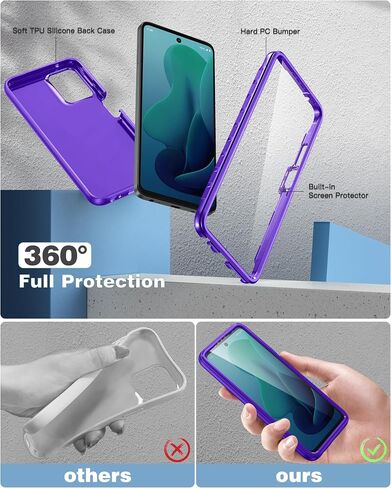 حافظة FNTCASE لهاتف Motorola Moto G-5G-2024: حافظة هاتف مع واقي شاشة مدمج وغطاء هاتف خلوي من السيليكون ومقاوم للصدمات لكامل الجسم وغطاء نحيف مزدوج الطبقات للرجال والنساء والأطفال باللون الأسود in Kuwait