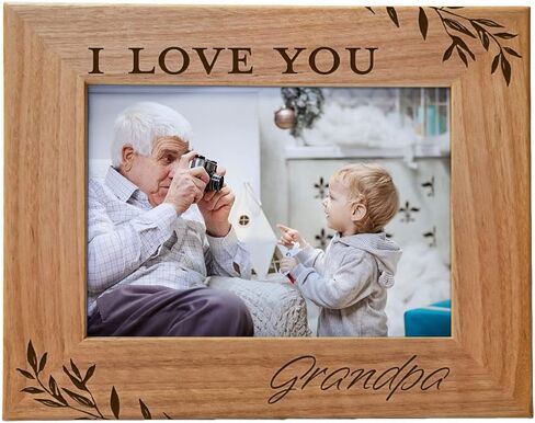 I Love You Grandpa, Engraved Natural Wood Photo Frame 4x6 Vertical Portrait Frame for Grandpa, Grandparent's Day, Best Grandpa Ever, Grandfather Gifts, Grandpa & Me, Father's Day, Christmas in Saudi Arabia