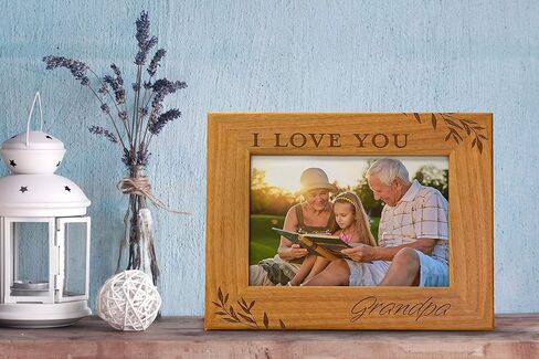 I Love You Grandpa, Engraved Natural Wood Photo Frame 4x6 Vertical Portrait Frame for Grandpa, Grandparent's Day, Best Grandpa Ever, Grandfather Gifts, Grandpa & Me, Father's Day, Christmas in Saudi Arabia