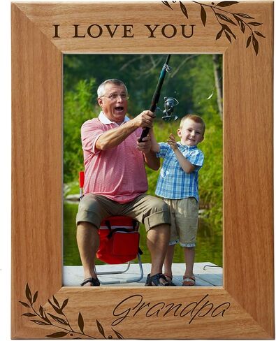 I Love You Grandpa, Engraved Natural Wood Photo Frame 4x6 Vertical Portrait Frame for Grandpa, Grandparent's Day, Best Grandpa Ever, Grandfather Gifts, Grandpa & Me, Father's Day, Christmas in Saudi Arabia