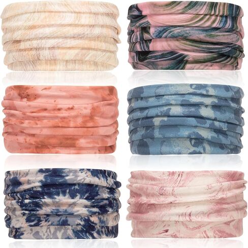 Cobahom 6Pcs Wide Headbands for Women Non Slip Soft Fabric Hair Wrap Turban Plain Head Bands Elastic Sport Hair Bands for Workout Yoga Running (Natural Texture) in Saudi Arabia