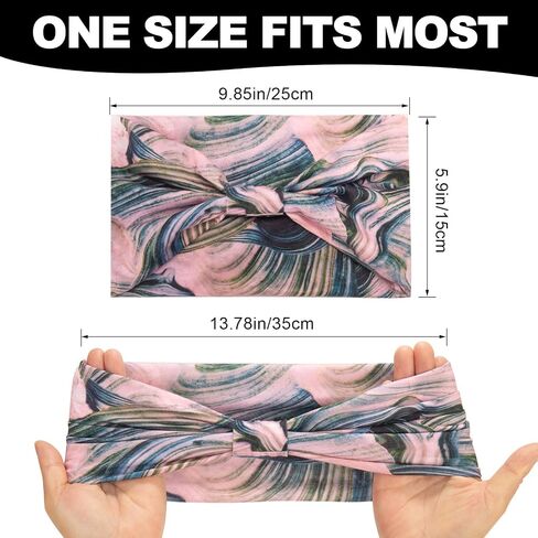 Cobahom 6Pcs Wide Headbands for Women Non Slip Soft Fabric Hair Wrap Turban Plain Head Bands Elastic Sport Hair Bands for Workout Yoga Running (Natural Texture) in Saudi Arabia