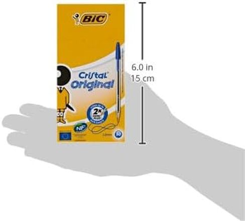 Bic Cristal Original Ballpoint Pens, Medium Point (1.0 mm) Every-Day Writing Pens with Clear Barrel, Blue, Box of 50 in Saudi Arabia