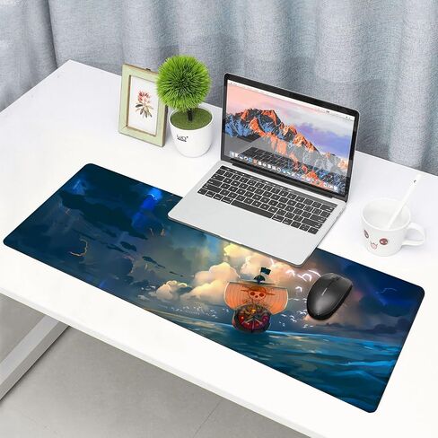Anime Mouse Pad Thousand Sunny HD Print One Piece Mouse Pad Non-Slip Base and Stitched Edge Mouse pad Large Gaming Mouse Pad for Desk 31.5 x 11.8 Inch in Saudi Arabia