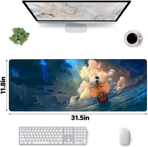 Anime Mouse Pad Thousand Sunny HD Print One Piece Mouse Pad Non-Slip Base and Stitched Edge Mouse pad Large Gaming Mouse Pad for Desk 31.5 x 11.8 Inch in Saudi Arabia