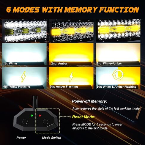 ASLONG 32 بوصة 180 واط شريط إضاءة LED منحني أبيض/كهرماني ستروب مع ستة أوضاع بقعة فيضان كومبو الطرق الوعرة ضوء القيادة، 1 قطعة مفتاح تسخير الأسلاك لشاحنة بيك اب الطرق الوعرة 4WD SUV ATV UTV in Kuwait