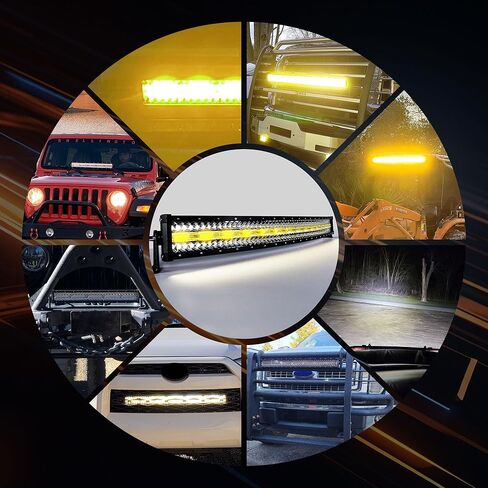 ASLONG 32 بوصة 180 واط شريط إضاءة LED منحني أبيض/كهرماني ستروب مع ستة أوضاع بقعة فيضان كومبو الطرق الوعرة ضوء القيادة، 1 قطعة مفتاح تسخير الأسلاك لشاحنة بيك اب الطرق الوعرة 4WD SUV ATV UTV in Kuwait