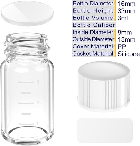 Sterile Empty Vials Small Glass Vials with Measuring Line,Brown/Clear Sample Vials with Screw Cap Liquid Sampling for Chemistry Lab Chemicals or Personal Storage (Clear,5ml 12pcs) in Saudi Arabia