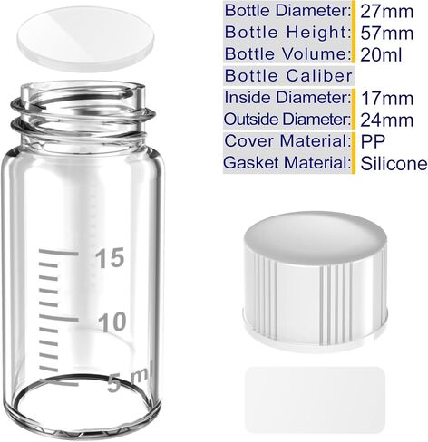 Sterile Empty Vials Small Glass Vials with Measuring Line,Brown/Clear Sample Vials with Screw Cap Liquid Sampling for Chemistry Lab Chemicals or Personal Storage (Clear,5ml 12pcs) in Saudi Arabia