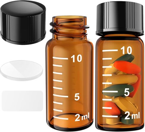 Sterile Empty Vials Small Glass Vials with Measuring Line,Brown/Clear Sample Vials with Screw Cap Liquid Sampling for Chemistry Lab Chemicals or Personal Storage (Clear,5ml 12pcs) in Saudi Arabia
